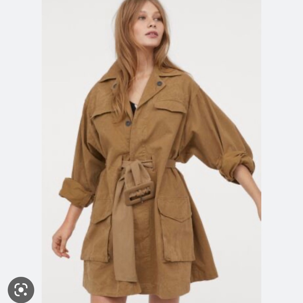 H&M Studio Collection S/S 2019 Cotton Canvas Coat in Khaki Beige